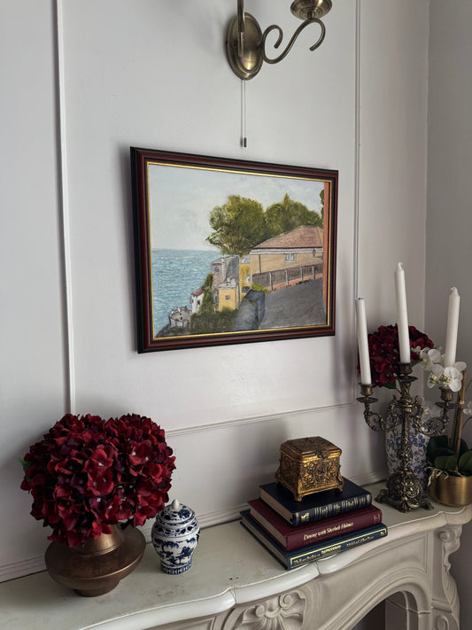 Balcony Over Blue - Original Oil Painting by N.G. Reynolds