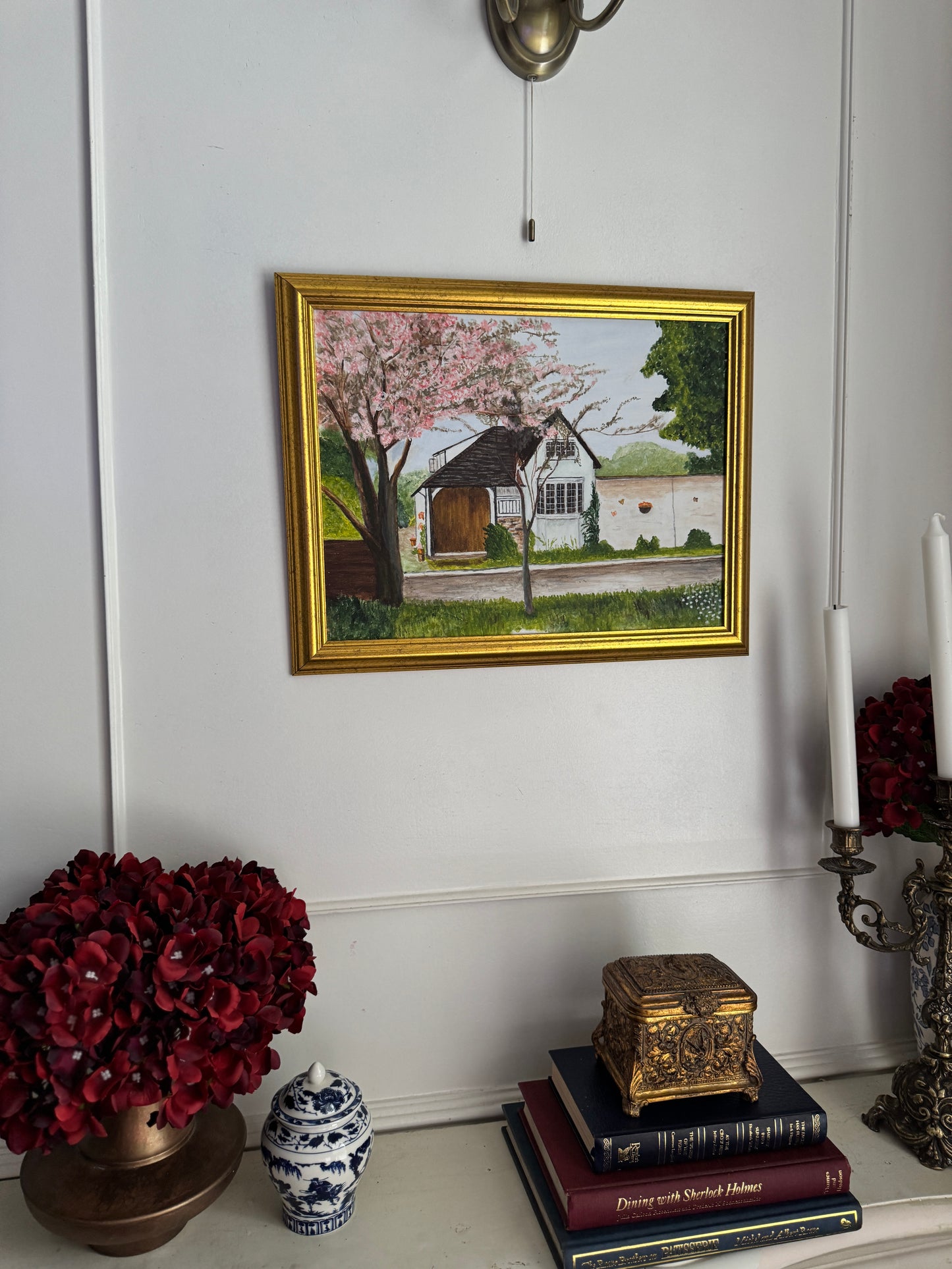 Blossoms at Bramble Cottage - Original Oil Painting by N.G. Reynolds