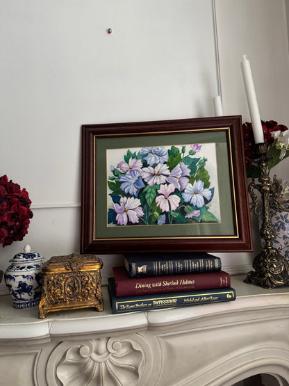 Signed Vintage Watercolour Verdant Petals Painting