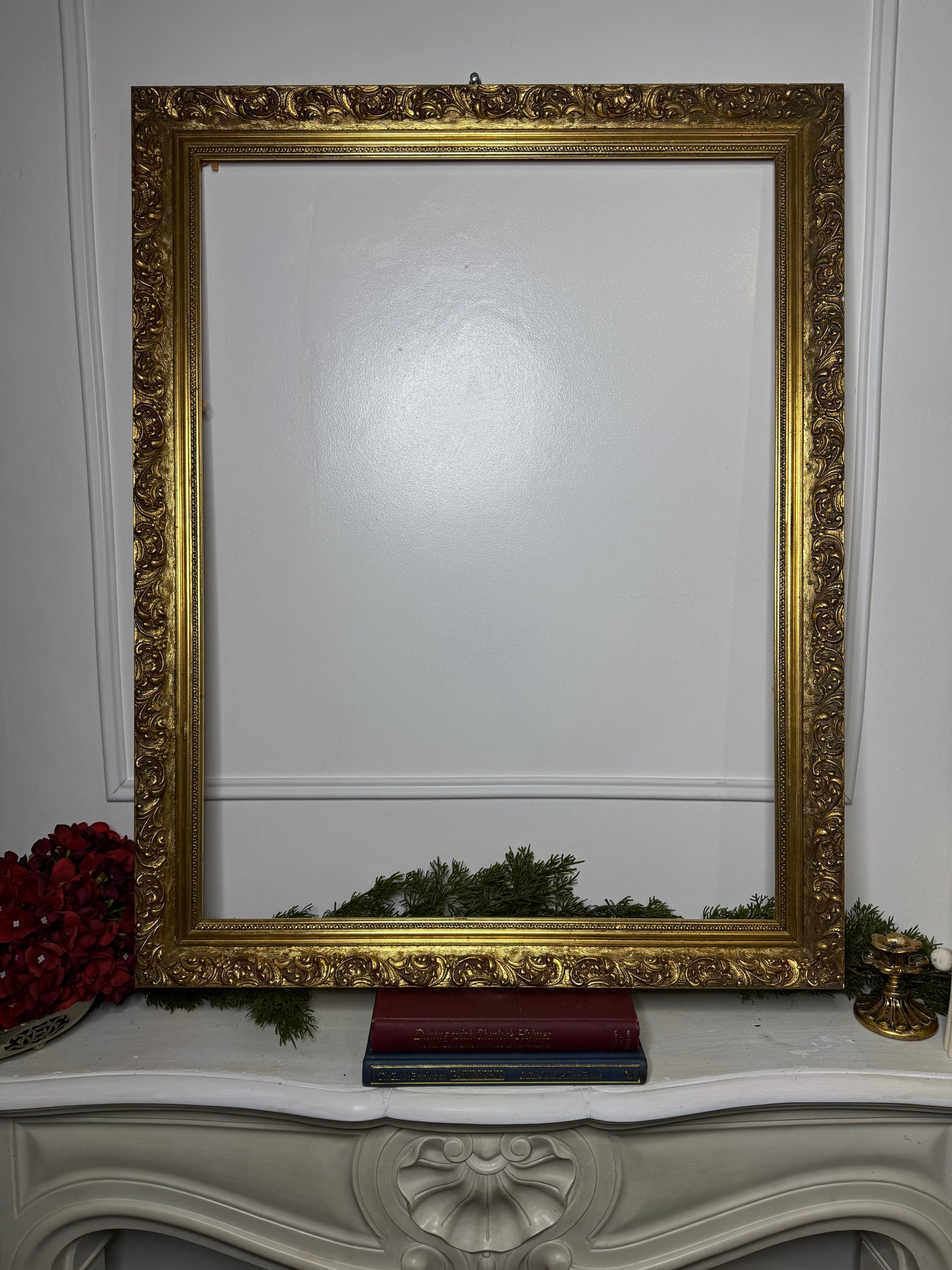 Large Antique Signed Print in a Gold Malaga Gilt Frame ( 80 x 65 cm )