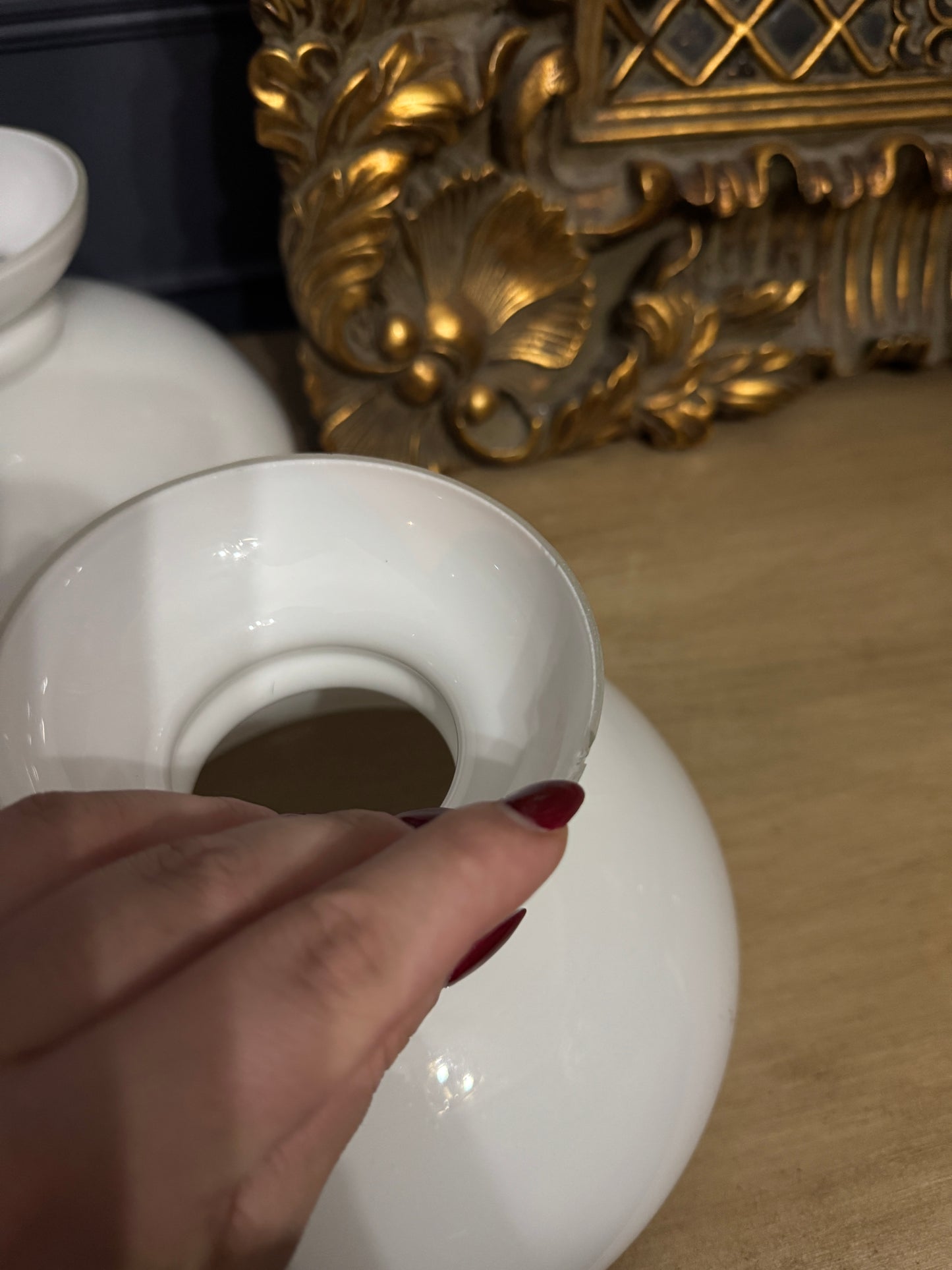 Antique Cast Iron Mid-Century Country Lantern Lights with White Opaque Glass – English Manor Style (Matching Pair)