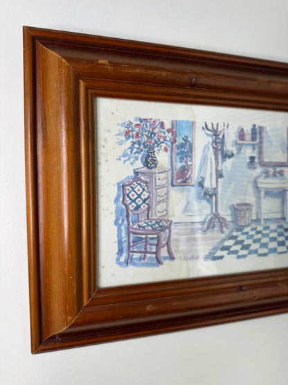 Gentle Hues – Vintage Bathroom Watercolour Artwork