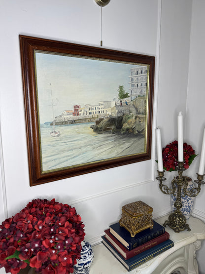Quiet Anchorage at Tranquil Harbour - Original Oil Painting by N.G. Reynolds