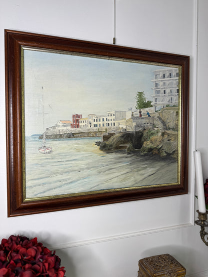 Quiet Anchorage at Tranquil Harbour - Original Oil Painting by N.G. Reynolds