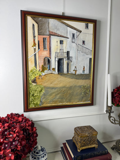 The Heart of an Italian Village - Original Oil Painting by N.G. Reynolds