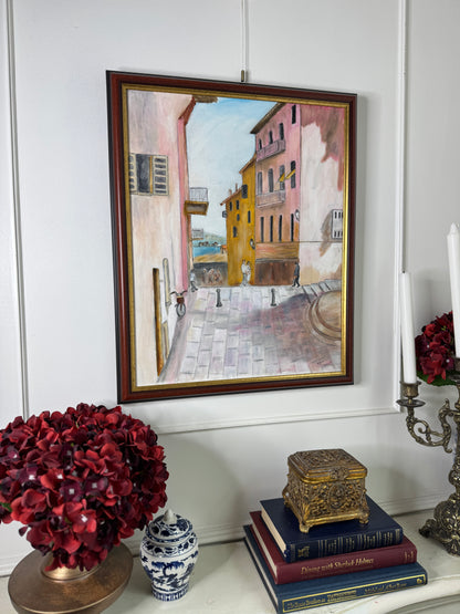 Vintage Italian Lane - Original Oil Painting by N.G. Reynolds