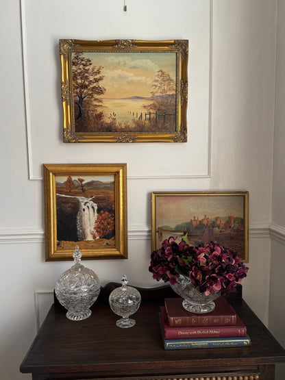 Harbour Serenity – Signed 1934 Vintage Seascape Oil Painting