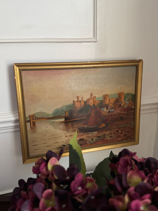 Harbour Serenity – Signed 1934 Vintage Seascape Oil Painting