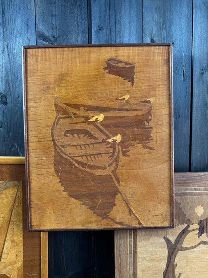 Italian Sorrento Inlaid Gallery Wall Set of 5 | Handcrafted Antique Marquetry Wooden Wall Plaques