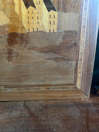 Italian Sorrento Inlaid Gallery Wall Set of 5 | Handcrafted Antique Marquetry Wooden Wall Plaques
