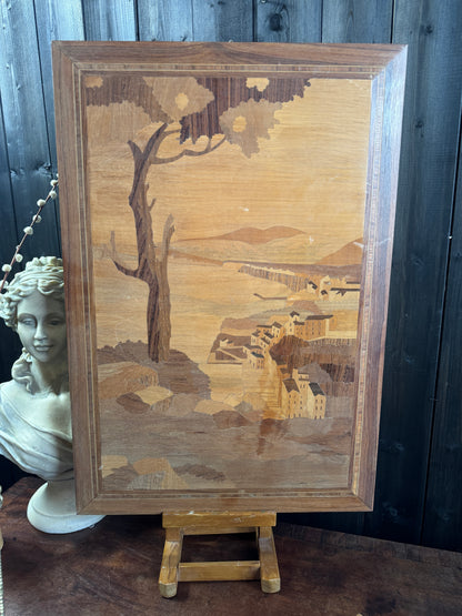 Italian Sorrento Inlaid Gallery Wall Set of 5 | Handcrafted Antique Marquetry Wooden Wall Plaques