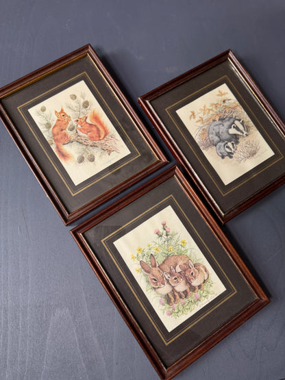 Wild Whimsy – Vintage Animal Gallery Set in Matching Frames