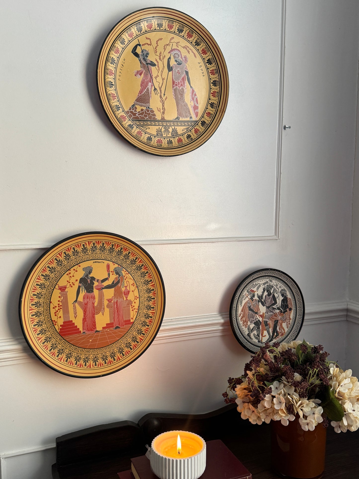 Vintage Hand-Painted Greek Collectable Wall Plates