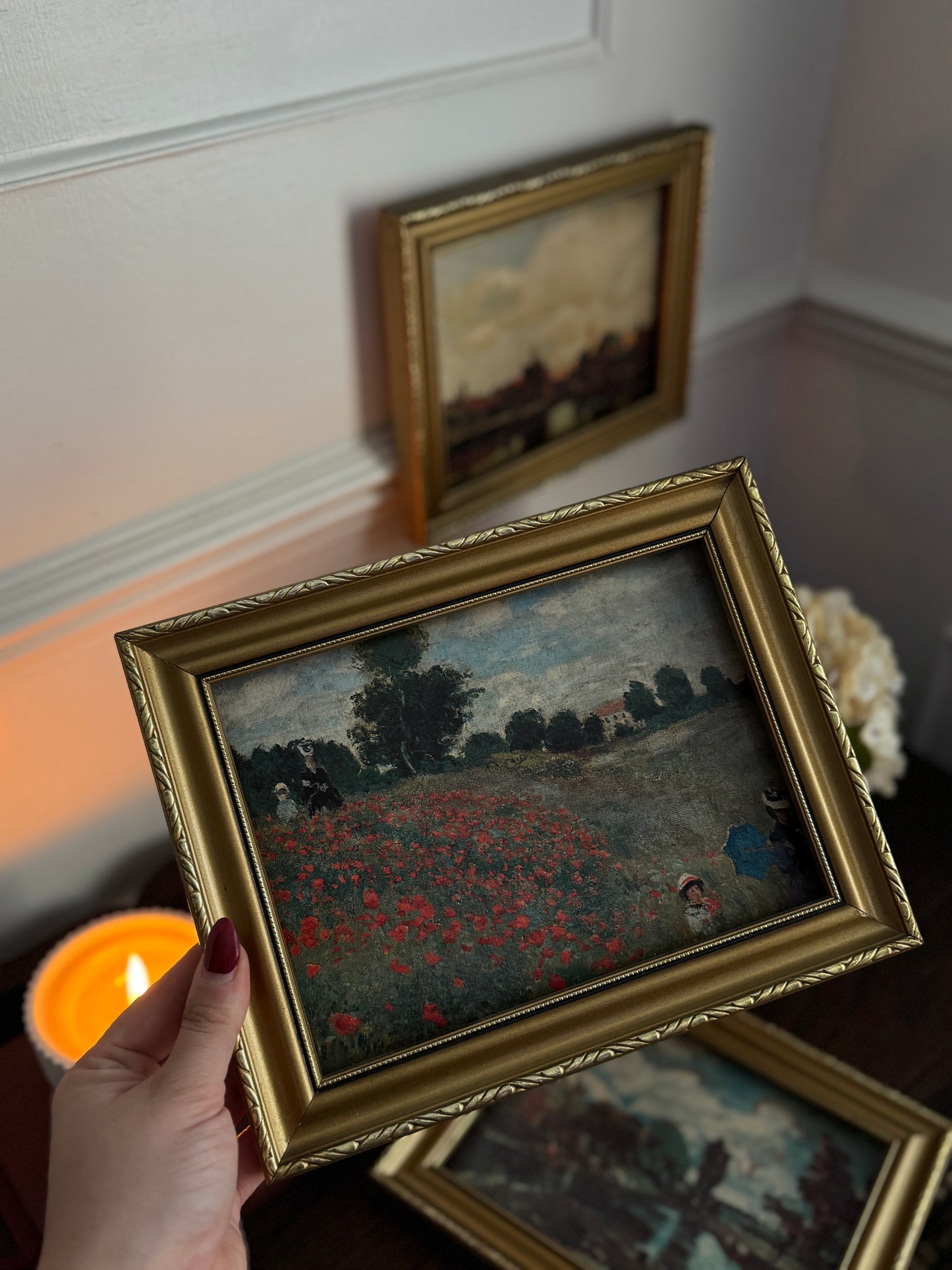 Vintage Gallery Wall Set – Textured Art Prints in Gold Gilt Frames