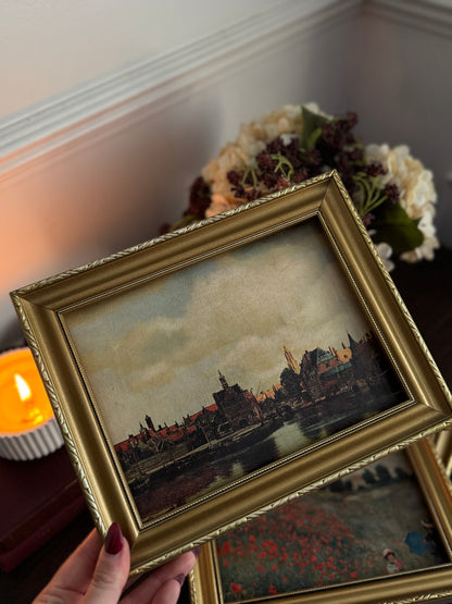 Vintage Gallery Wall Set – Textured Art Prints in Gold Gilt Frames