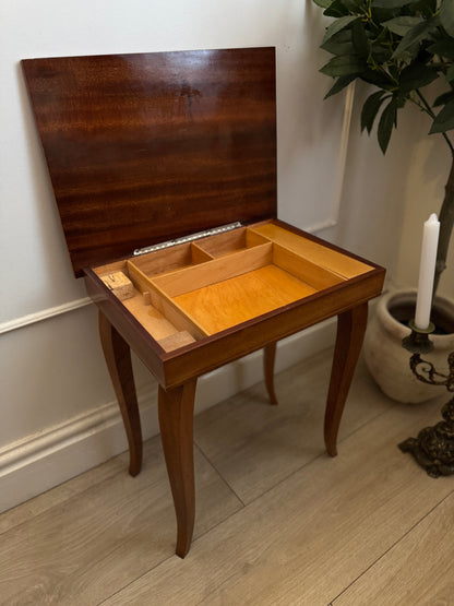 Italian Inlaid Musical Vintage Wooden Table / Jewellery Holder with Lid