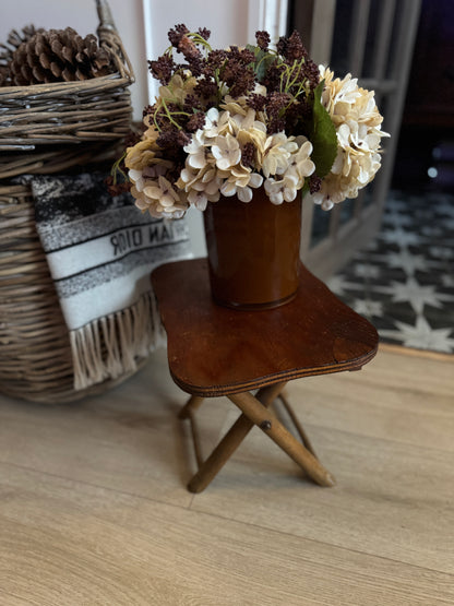 Antique Foldable Wooden Stool – Rustic Flower / Child’s Stool / Plant Stand