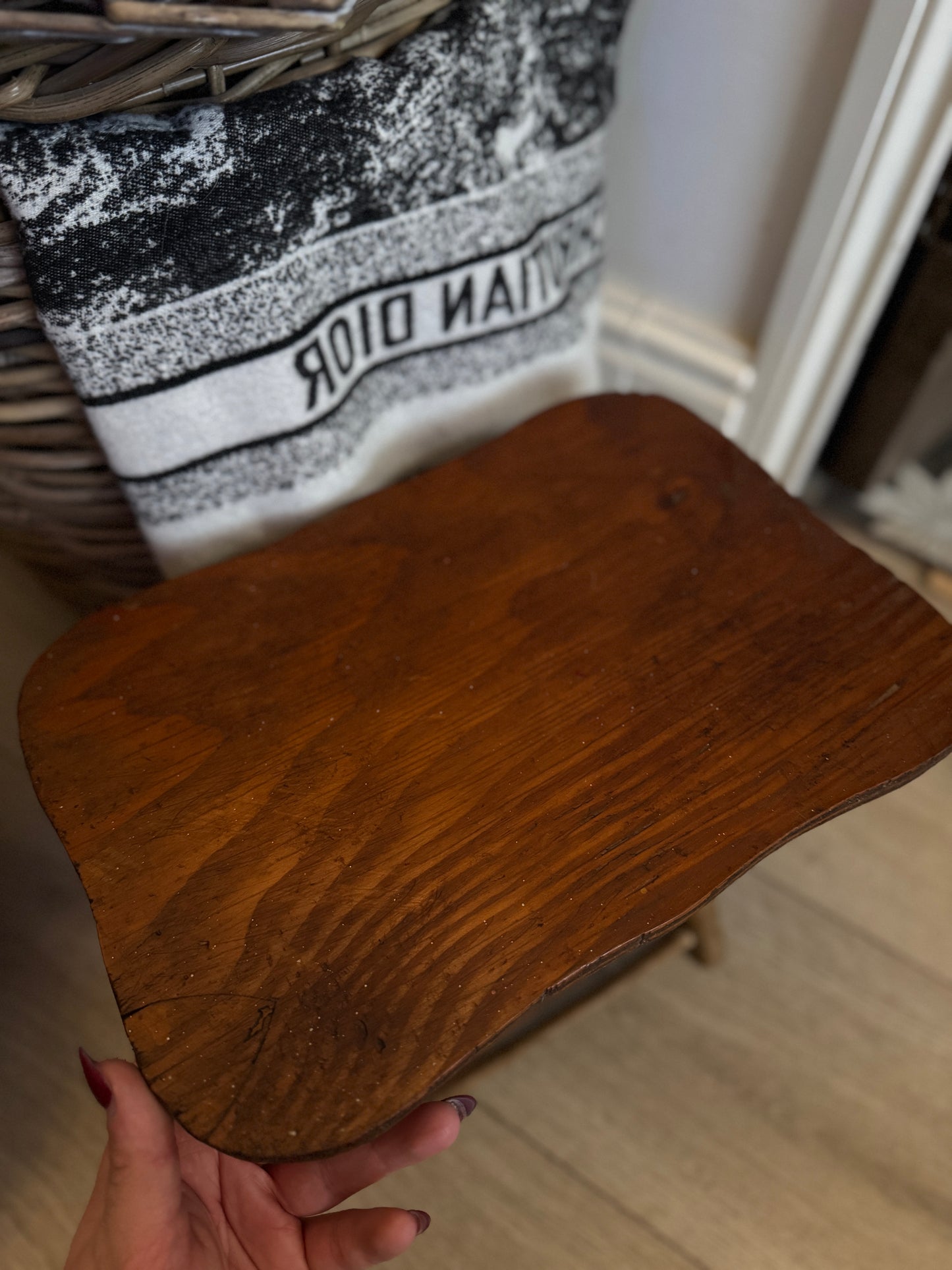 Antique Foldable Wooden Stool – Rustic Flower / Child’s Stool / Plant Stand
