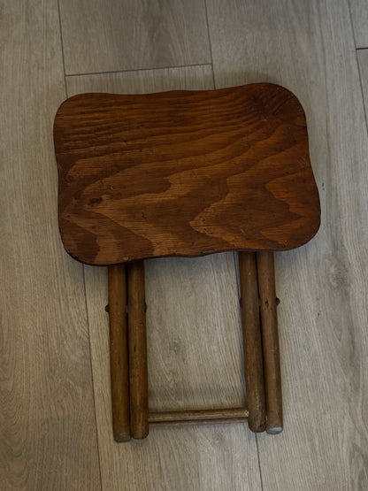 Antique Foldable Wooden Stool – Rustic Flower / Child’s Stool / Plant Stand