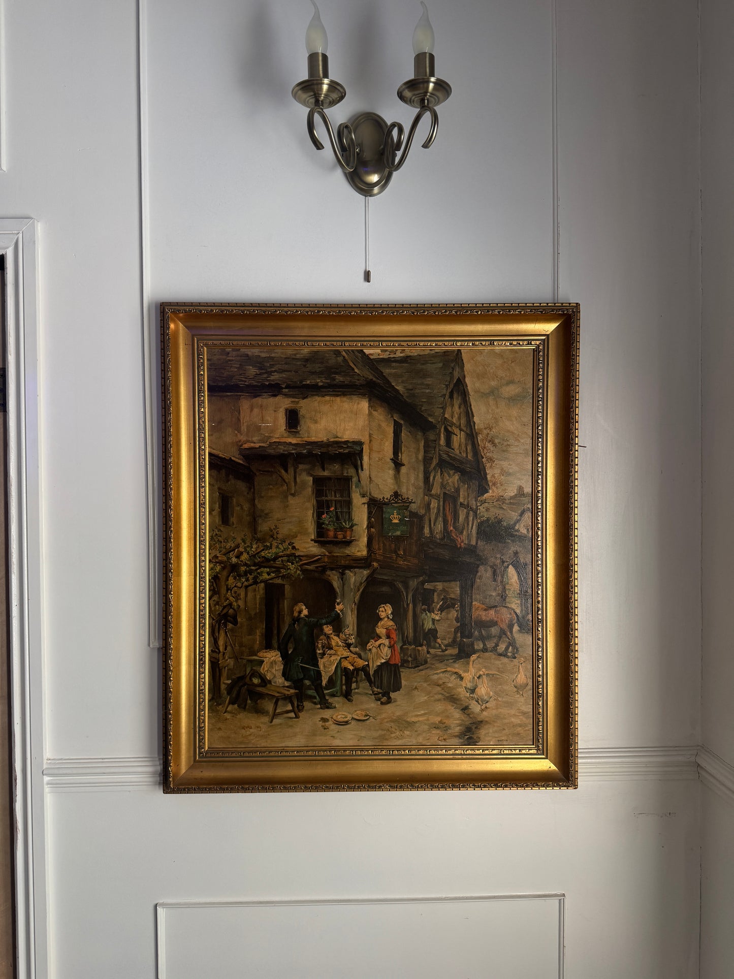 The Toast - 1960 Pierre Outin French Village Genre Scene Lithograph