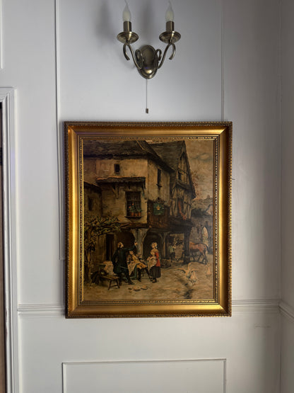 The Toast - 1960 Pierre Outin French Village Genre Scene Lithograph