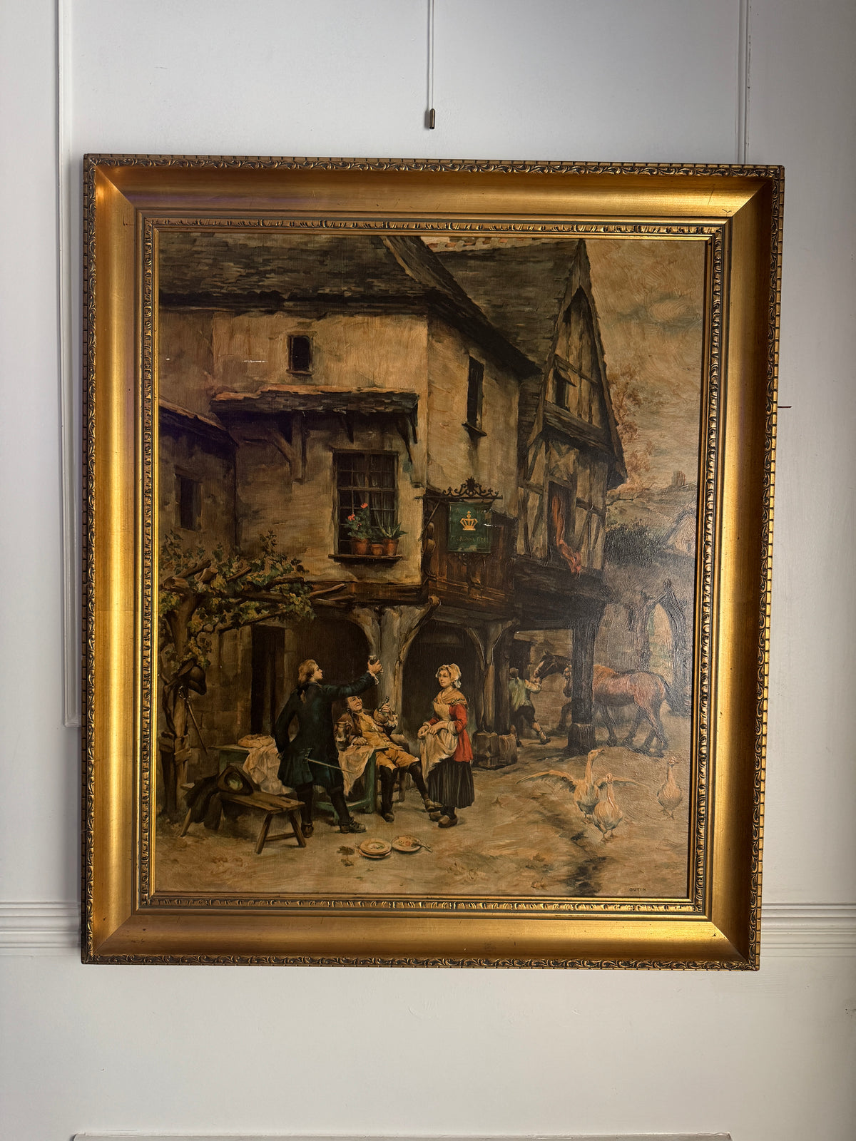 The Toast - 1960 Pierre Outin French Village Genre Scene Lithograph