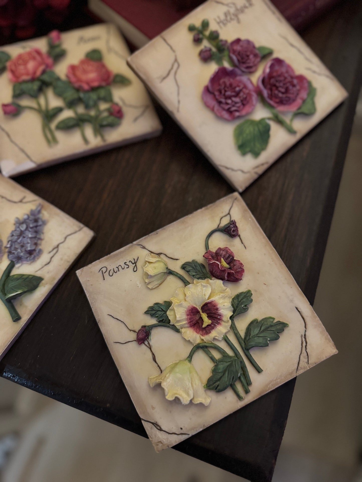 3D Hand-Painted Resin Floral Wall Plaques - Pick your Favourite
