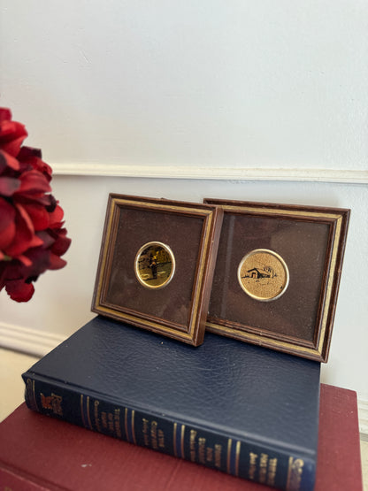 Vintage Gold Leaf Mini Art Duo