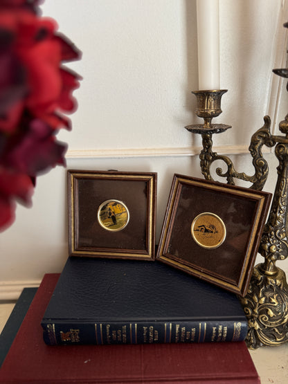 Vintage Gold Leaf Mini Art Duo