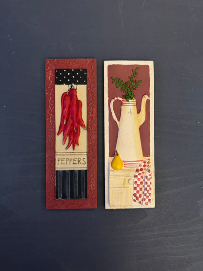 Retro Culinary Wall Plaque Pair