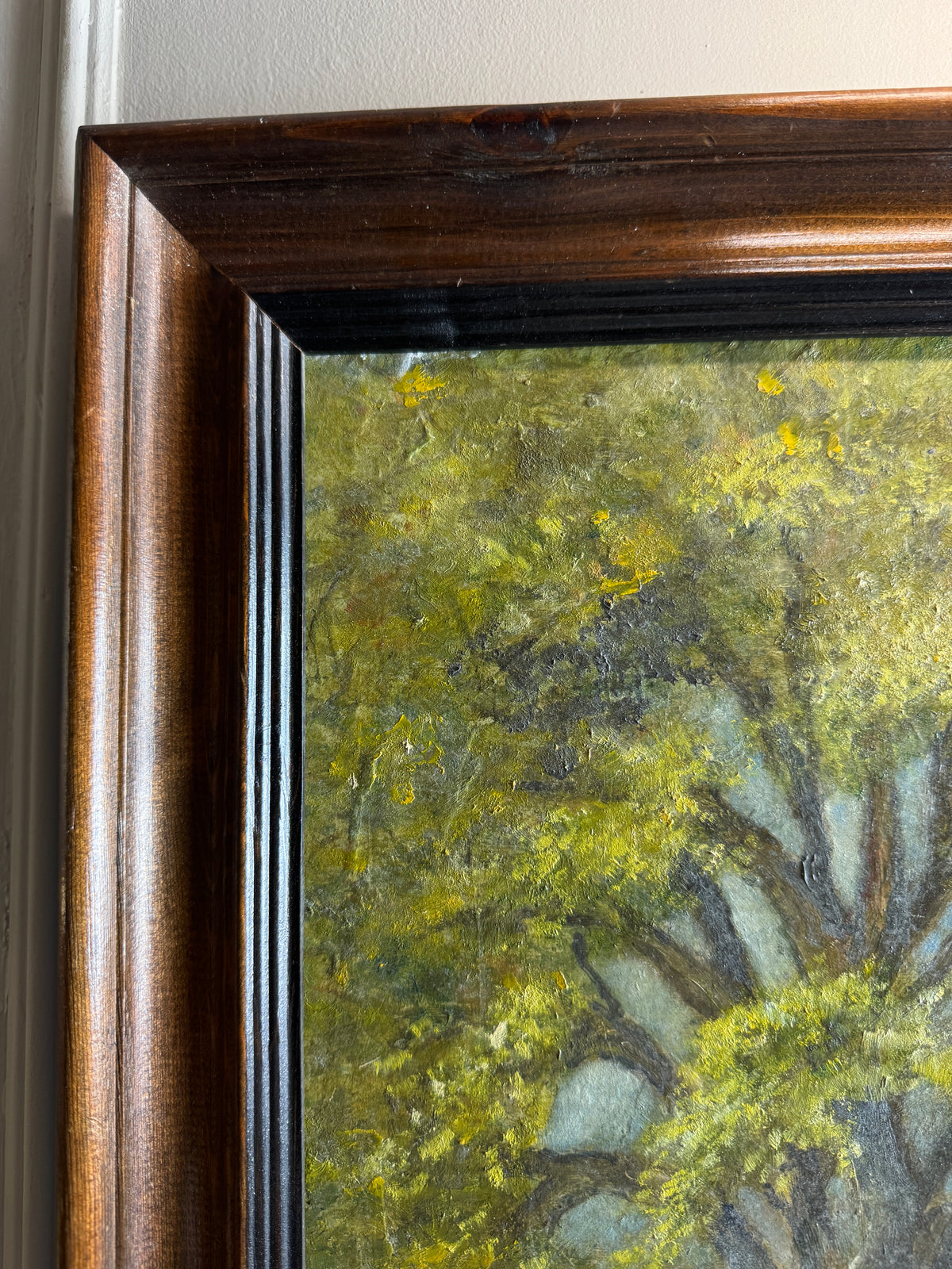 Vintage Landscape Oil Painting by E. Henstock, -Rustic Farmhouse Frame