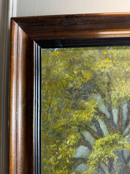 Vintage Landscape Oil Painting by E. Henstock, -Rustic Farmhouse Frame