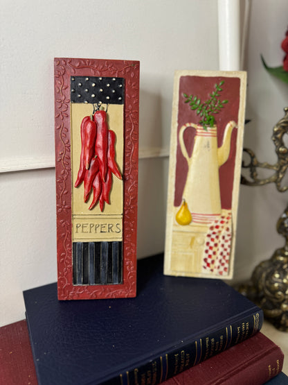 Retro Culinary Wall Plaque Pair