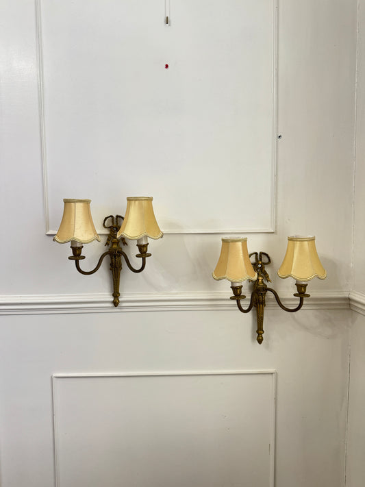 Early 20th Century Louis XVI–Style Brass Two-Arm Wall Light