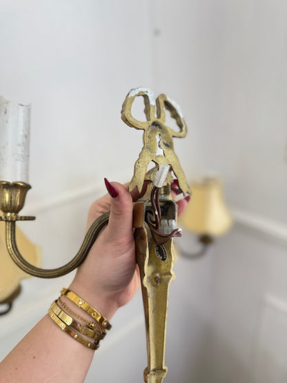 Early 20th Century Louis XVI–Style Brass Two-Arm Wall Light