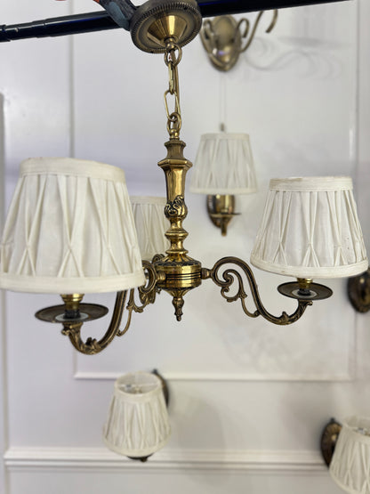 Vintage Satin Brass Lighting — 5-Arm Chandelier