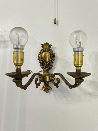 Vintage French Louis Style Solid Brass Wall– 2 Arm Sconces, 5 Arm Chandeliers Optional Shades