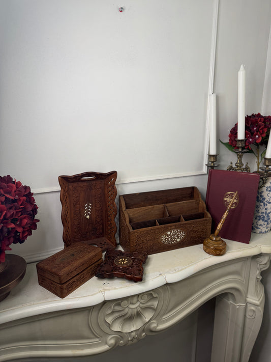 The Heritage Desk Set – Vintage Wooden Organiser Collection