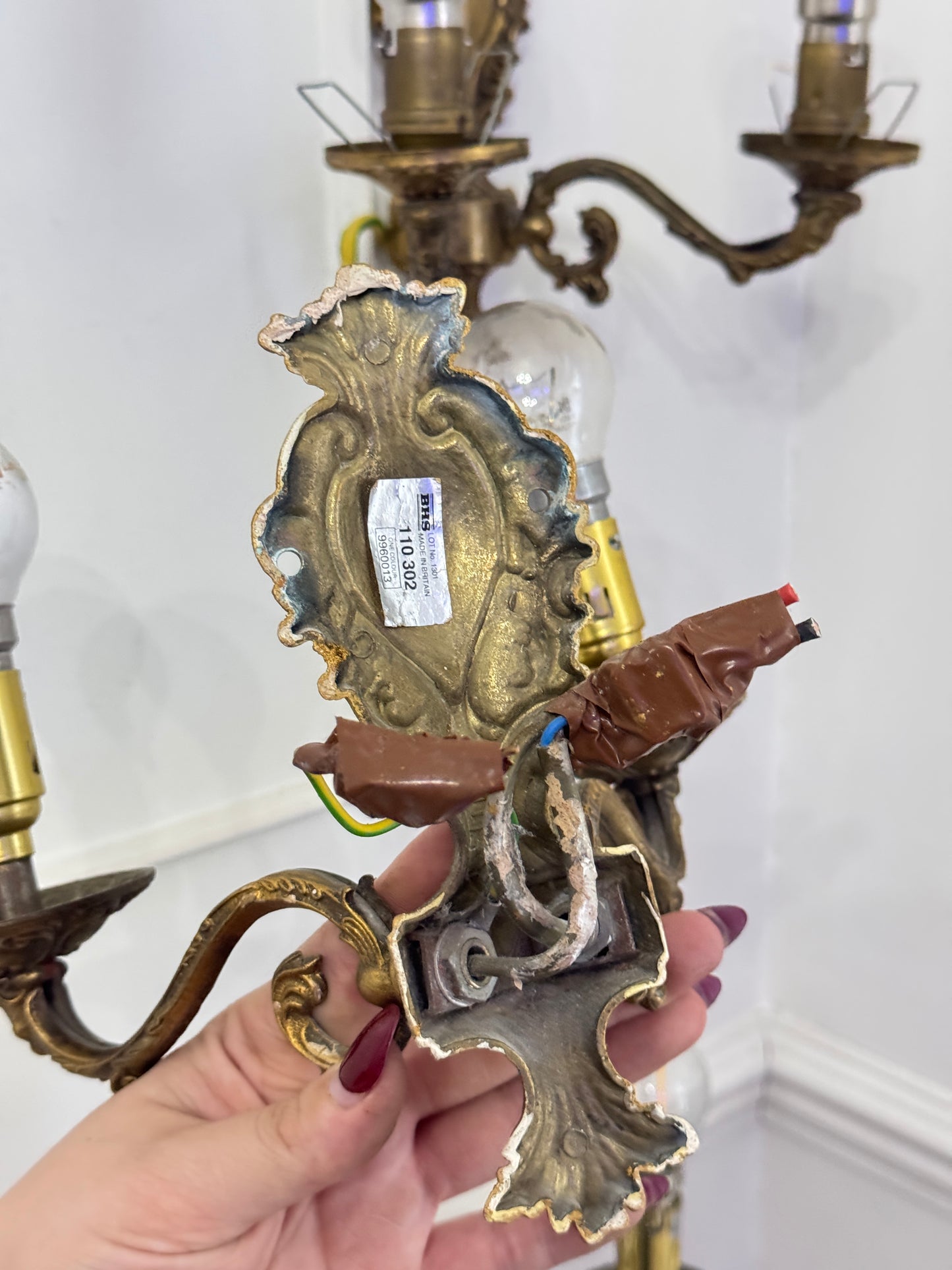 Vintage French Louis Style Solid Brass Wall– 2 Arm Sconces, 5 Arm Chandeliers Optional Shades