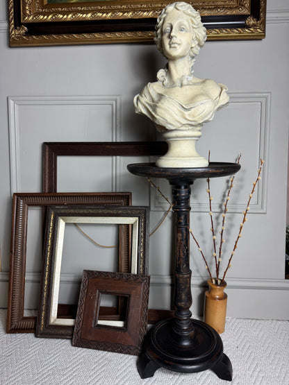 Antique Gustavian Style Black Pedestal Table | Upcycled - 19th Century Small Accent Table