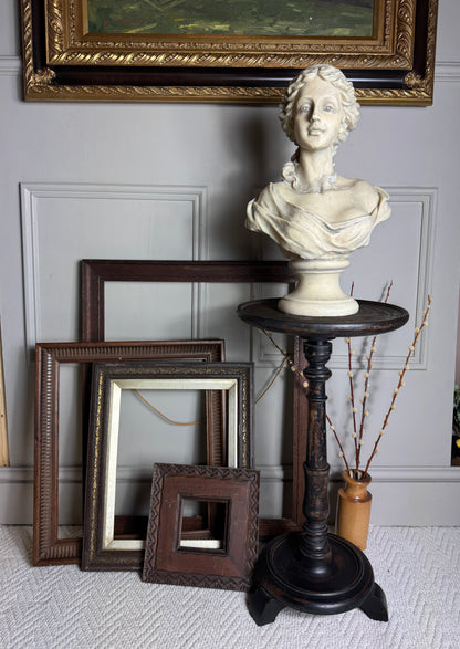 Antique Gustavian Style Black Pedestal Table | Upcycled - 19th Century Small Accent Table