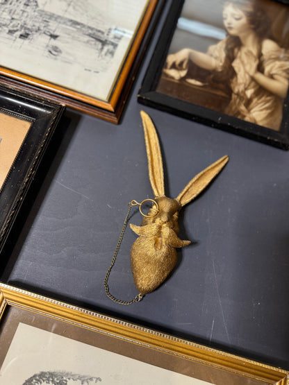 Vintage Gallery Wall Set – Gold & Black Wooden Frames with Resin Rabbit