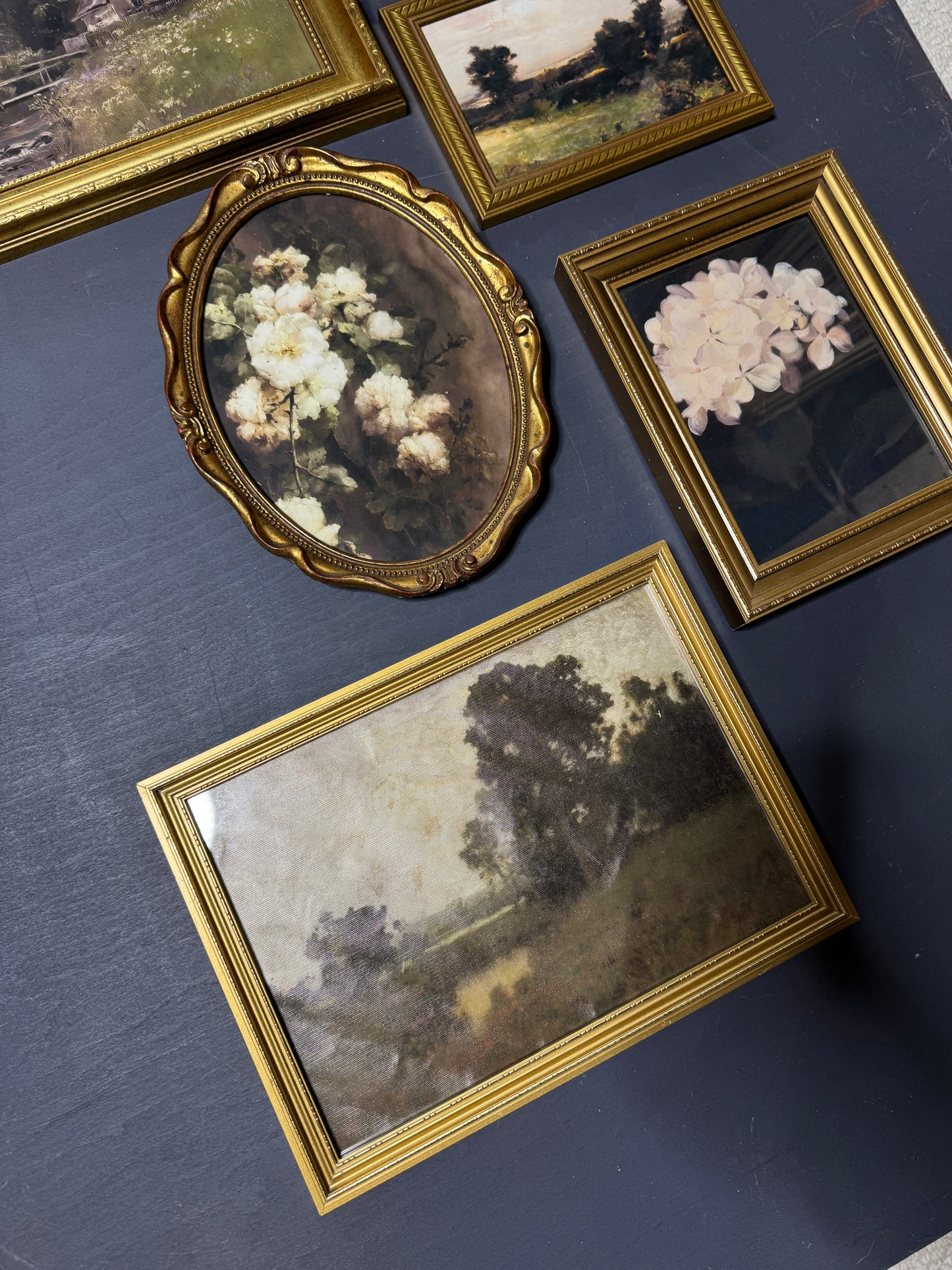 Vintage Dark-Themed Gallery Wall Set – Ornate Gold Gilt Frames