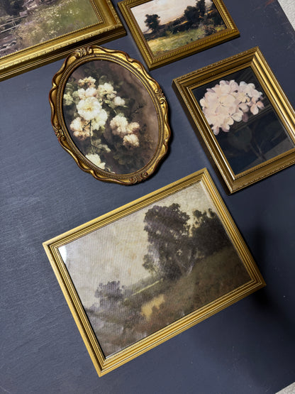 Vintage Dark-Themed Gallery Wall Set – Ornate Gold Gilt Frames