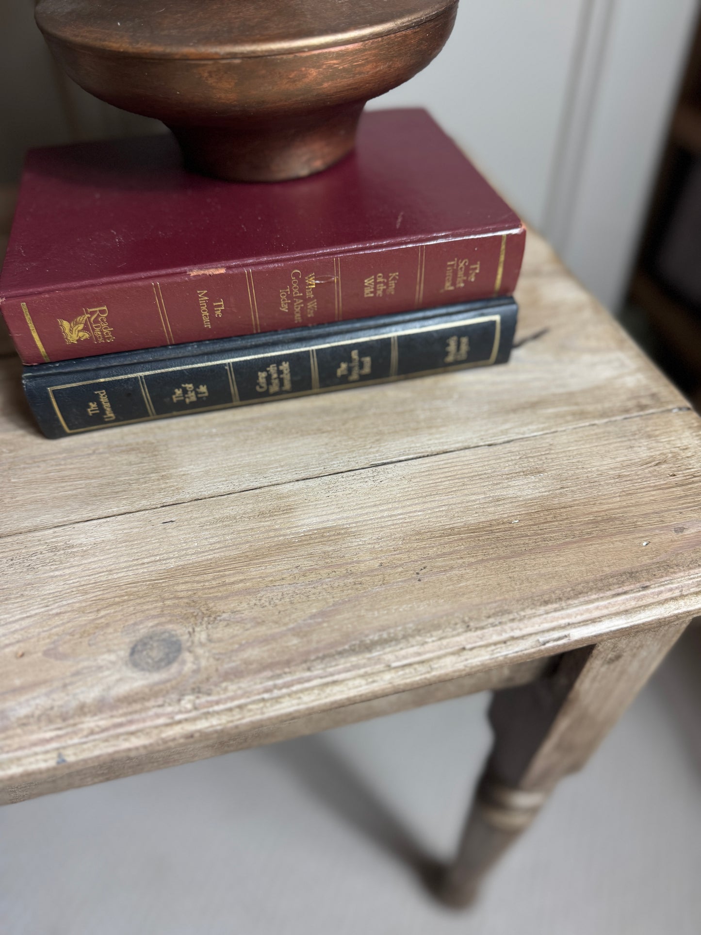 French Provincial Side Table - Distressed Whitewashed Accent Table