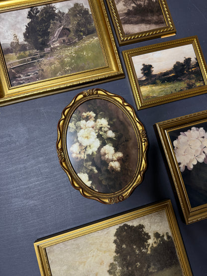 Vintage Dark-Themed Gallery Wall Set – Ornate Gold Gilt Frames