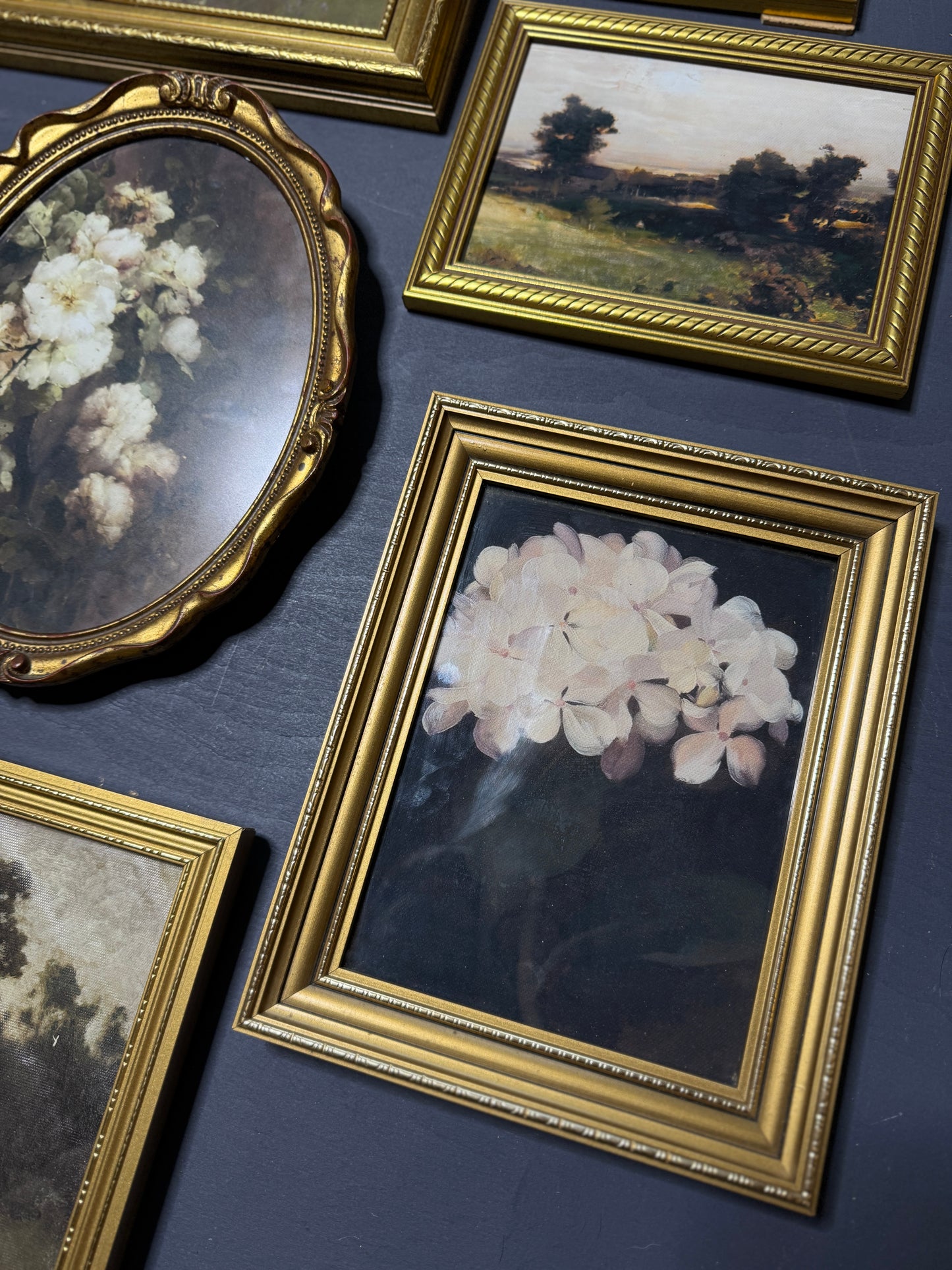 Vintage Dark-Themed Gallery Wall Set – Ornate Gold Gilt Frames