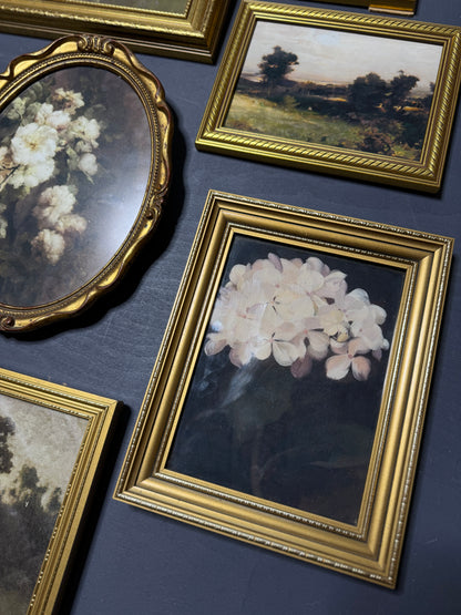 Vintage Dark-Themed Gallery Wall Set – Ornate Gold Gilt Frames