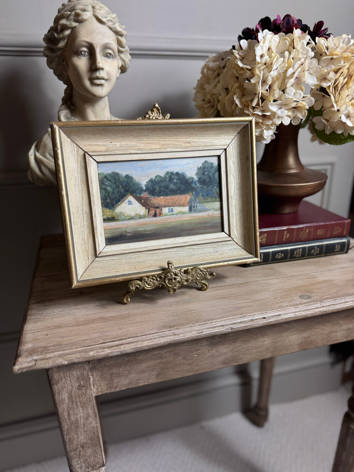 French Provincial Side Table - Distressed Whitewashed Accent Table