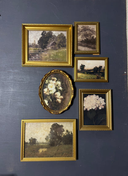 Vintage Dark-Themed Gallery Wall Set – Ornate Gold Gilt Frames